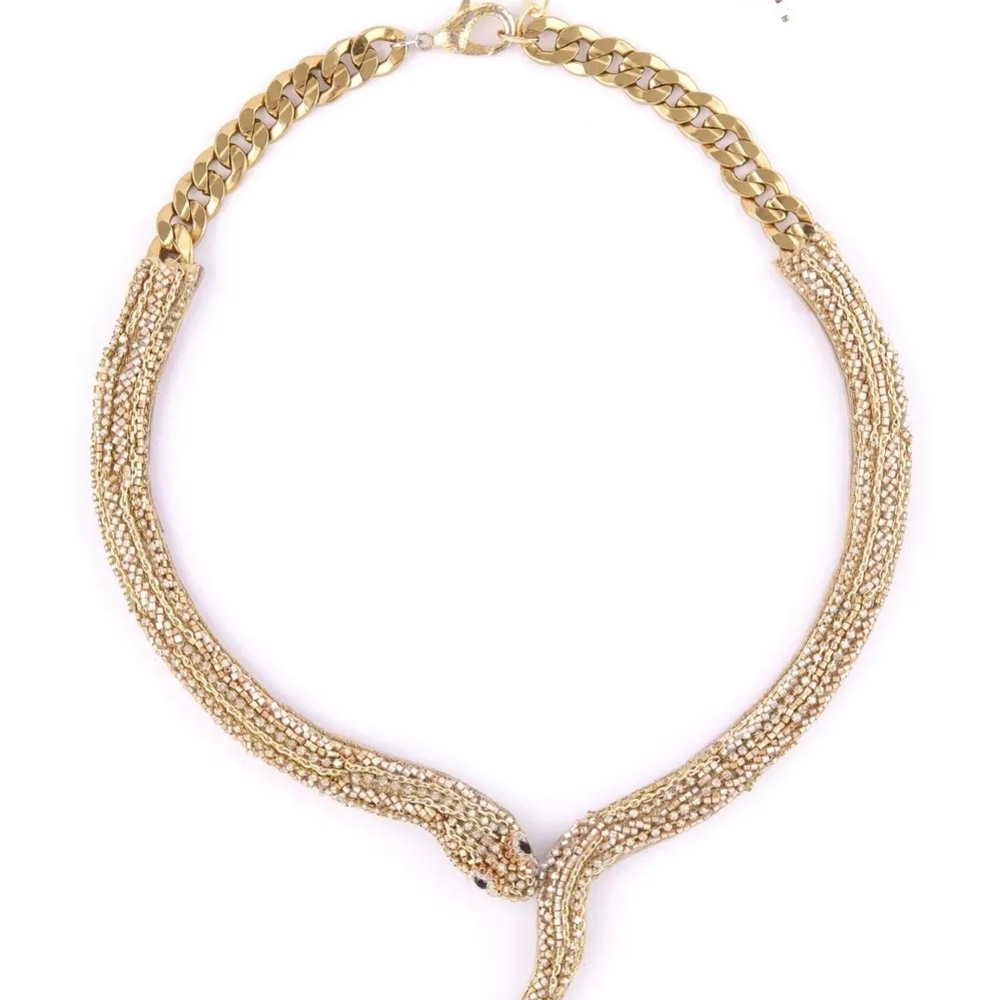 Deepa Gurnani NWOT Gold Serpent Boa Snake Necklace